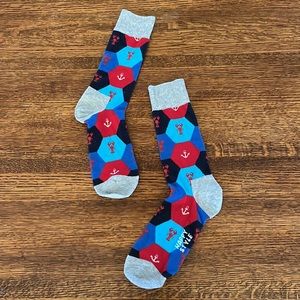 Happy Style Lobsters and Anchors Geometric Design Socks Men’s L